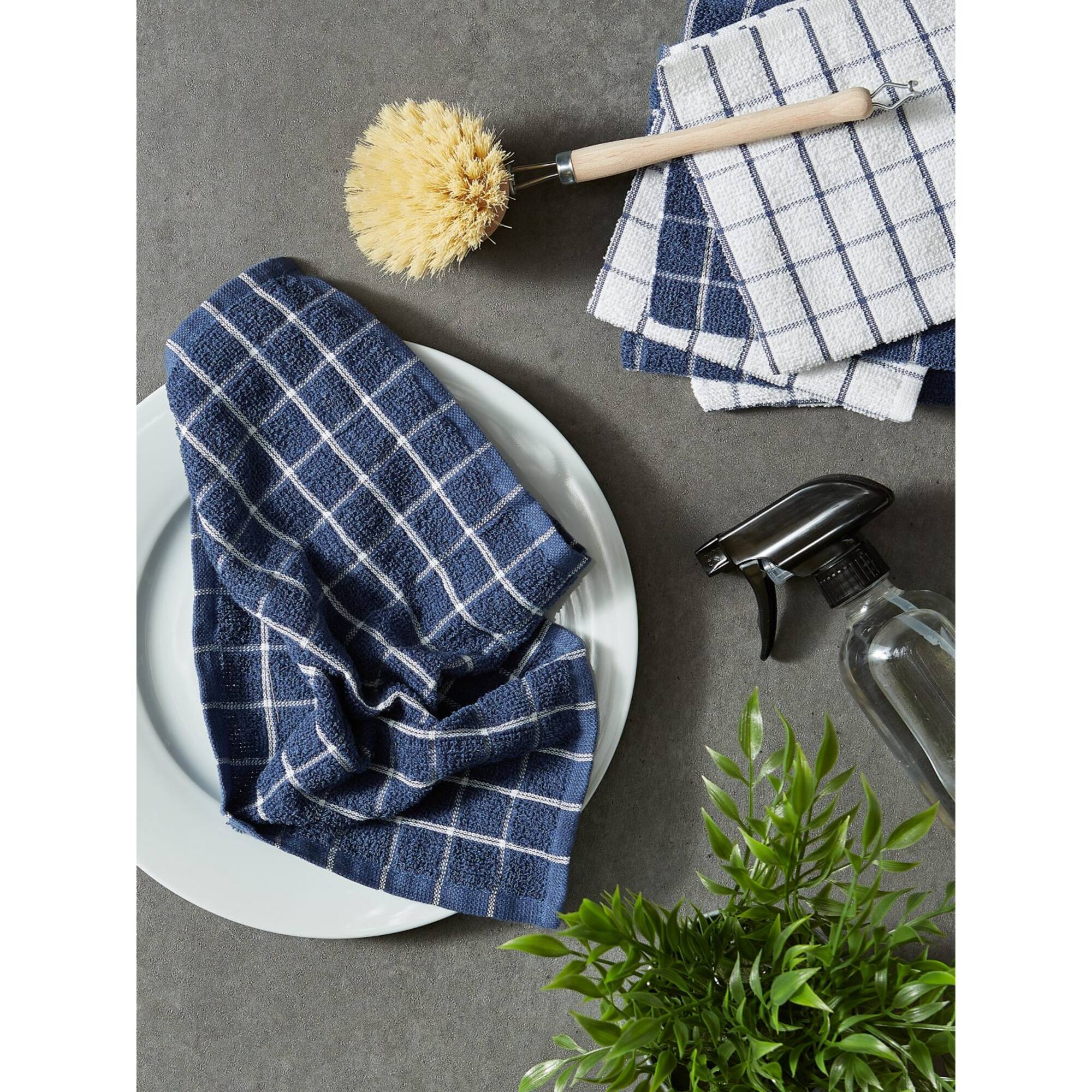 DII® French Blue Combo Windowpane Dishcloths, 6ct.